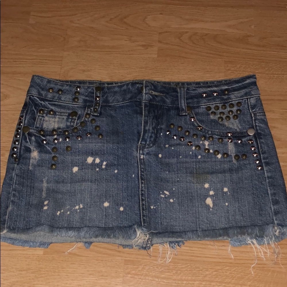 Vintage Denim Mini Spiked Skirt